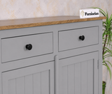Spain Solid Mango Wood Shoe Rack Cabinet - 2 Doors & 2 Drawers - Sideboard - Furniselan -  Cool Grey