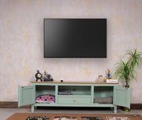 Spain Solid Mango Wood Tv cabinet - Two Doors and One Drawer - Tv Cabinet - Furniselan - Silt-Green