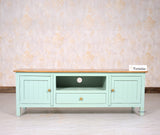 Spain Solid Mango Wood Tv cabinet - Two Doors and One Drawer - Tv Cabinet - Furniselan - Silt-Green