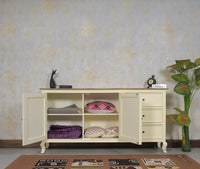 Mumbai Sideboard Cabinet Solid Wood - Three Drawers & Two Doors - Sideboard - Furniselan - Frosty-White