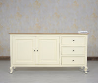 Mumbai Sideboard Cabinet Solid Wood - Three Drawers & Two Doors - Sideboard - Furniselan - Frosty-White