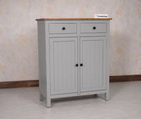 Spain Solid Mango Wood Shoe Rack Cabinet - 2 Doors & 2 Drawers - Sideboard - Furniselan -  Cool Grey