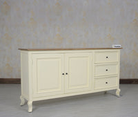 Mumbai Sideboard Cabinet Solid Wood - Three Drawers & Two Doors - Sideboard - Furniselan - Frosty-White