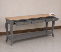 Alexandria Wooden Console Table Three Drawer - Console Table - Furniselan Slate-Grey