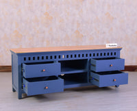 Alexandria Solid Wood TV Cabinet - Four Drawer - Tv Cabinet - Furniselan - China-Blue