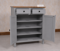 Spain Solid Mango Wood Shoe Rack Cabinet - 2 Doors & 2 Drawers - Sideboard - Furniselan -  Cool Grey