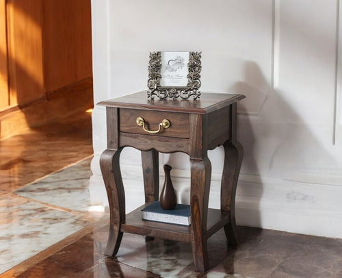 Denmark Solid Wood Bedside Table - Bedside Table - Furniselan - Grey-Finish