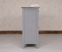 Spain Solid Mango Wood Shoe Rack Cabinet - 2 Doors & 2 Drawers - Sideboard - Furniselan -  Cool Grey