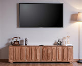 Chicago Solid Wood Four Door Large Storage Cabinet Sideboard  Furniselan Natural Finish