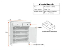 Spain Solid Mango Wood Shoe Rack Cabinet - 2 Doors & 2 Drawers - Sideboard - Furniselan -  Cool Grey