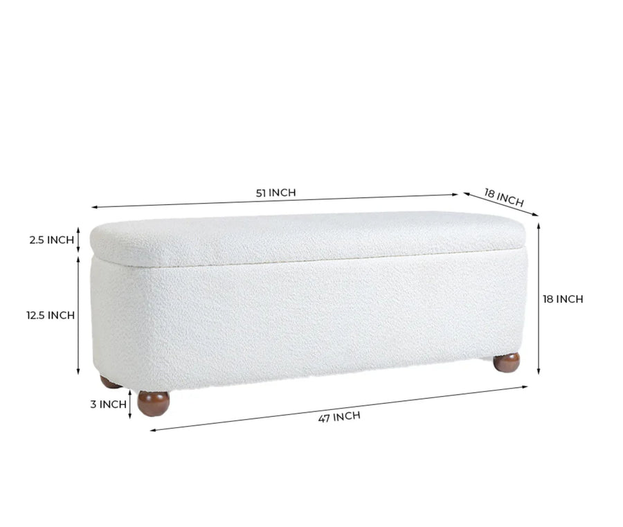 PebbleSoft Storage Bench Trunk Box - Trunks & Cabinets - Furniselan-White