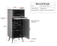 Boston Wooden Rattan Cane Mini Bar Cabinet with Storage Natural Finish
