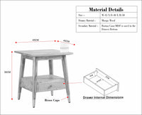 Boston solid wood rattan side table with one drawer Furniselan Grey-Finish