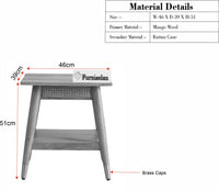 Boston Solid Wood Rattan Cane End Table Furniselan Natural Finish