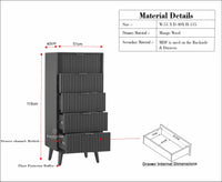 Bengaluru Solid Wood Tall Five Drawer Chest of Drawers - Sideboard - Furniselan - Silt-Green