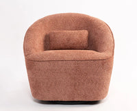 Aurelia Boucle Swivel Chair – Modern Upholstered Dining Chair for Home & Café Dusty Rose brown