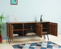 Barcelona Solid Wood Three Doors Sideboard Cabinet teak finish