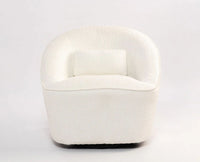 Aurelia Boucle Swivel Chair – Modern Upholstered Dining Chair for Home & Café White