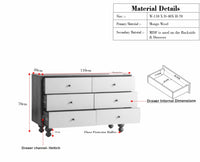 Puebla Solid Wood Six Drawer Chest of Drawer Furniselan