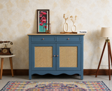 Maison Wooden Cane Premium Sideboard –  2 Drawer Storage Cabinet with Doors