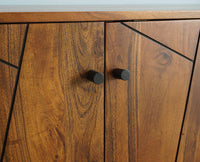 Barcelona Solid Wood Three Doors Sideboard Cabinet teak finish