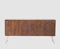 Barcelona Solid Wood Three Doors Sideboard Cabinet teak finish