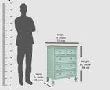 Mumbai Solid Wood Chest of Drawer Storage Five Drawers - Sideboard - Furniselan-Silt-Green