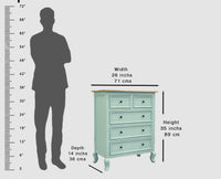 Mumbai Solid Wood Chest of Drawer Storage Five Drawers - Sideboard - Furniselan-Silt-Green