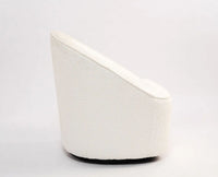 Aurelia Boucle Swivel Chair – Modern Upholstered Dining Chair for Home & Café White