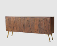 Barcelona Solid Wood Three Doors Sideboard Cabinet teak finish