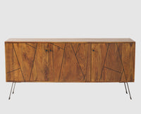 Barcelona Solid Wood Three Doors Sideboard Cabinet teak finish