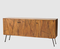 Barcelona Solid Wood Three Doors Sideboard Cabinet teak finish