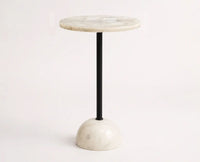 Amara Agate Marble Side Table - Ivory & Cream Marble Tones