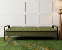 Lennox Tufted Convertible Sofa Bed -  Olive Green