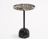 Elina Agate Marble Side Table - Black Finish