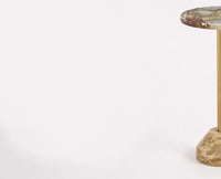 Freya Agate Marble Side Table - Gold Finish