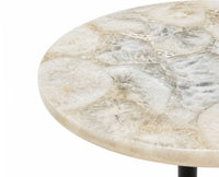 Celeste Agate Marble Side Table - Ivory & Cream Marble Tones