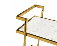 Dorian Stainless Steel Trolley with Marble, Aluminium - White Marble