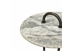 Vera Metal Side Table with Marble - Grey Torantov Marble