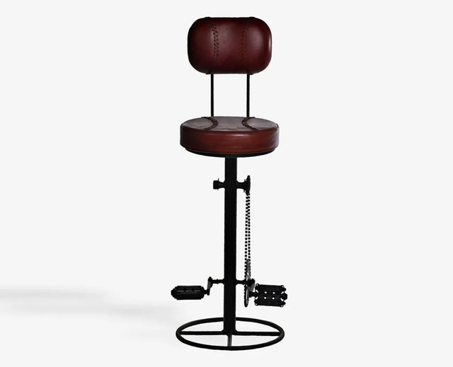 Zavero Leather Bar Stool - Deep Burgundy