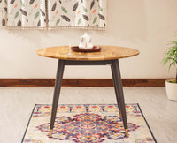 Boston Solid Wood Rattan Cane Round Dining Table Four Seater Set - Dining Set - Furniselan Slate-Grey