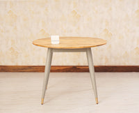 Boston Solid Wood Rattan Cane Round Dining Table Four Seater Set - Dining Set - Furniselan Cool-Grey