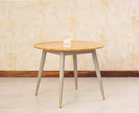 Boston Solid Wood Rattan Cane Round Dining Table Four Seater Set - Dining Set - Furniselan Cool-Grey