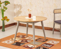 Boston Solid Wood Rattan Cane Round Dining Table Four Seater Set - Dining Set - Furniselan Cool-Grey