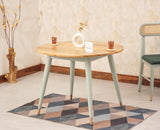 Boston Solid Wood Rattan Cane Round Dining Table Four Seater Set - Dining Set - Furniselan Silt-Green
