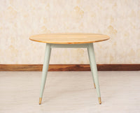 Boston Solid Wood Rattan Cane Round Dining Table Four Seater Set - Dining Set - Furniselan Silt-Green