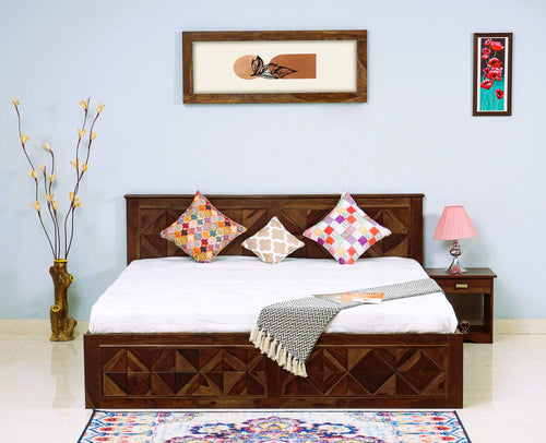 Singapore Solid Wood King Size Bed with Box Storage Furniselan