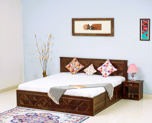 Singapore Solid Wood King Size Bed with Box Storage Furniselan