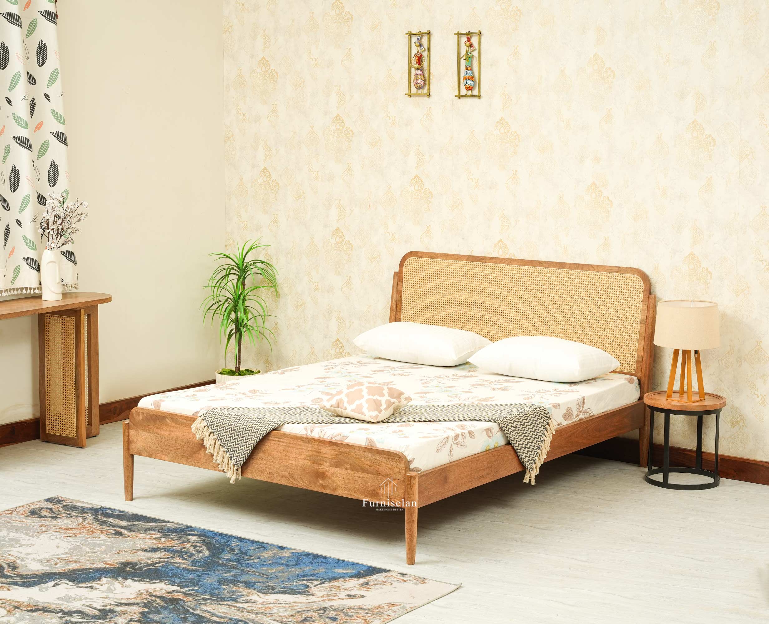 Maui Wooden Queen Size Bed Natural Oak