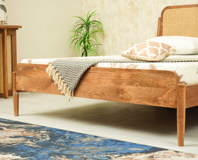 Maui Wooden Queen Size Bed Natural Oak Finish
